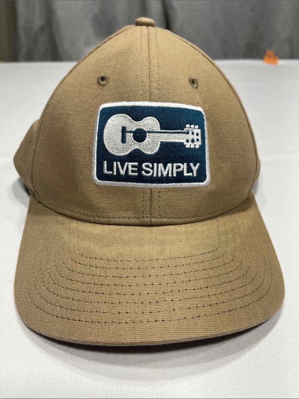 Patagonia Live Simply Guitar‎ Patch Canvas Snapback Hat Tan Adjustable Cap